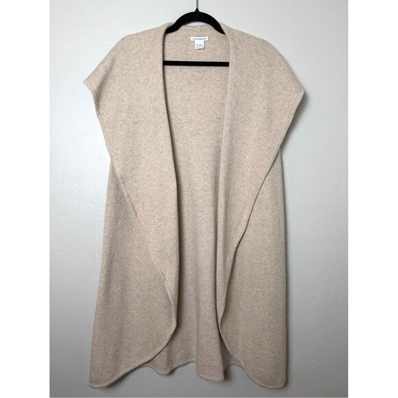 Club Monaco Sweaters - Club Monaco Cashmere Blend Open Front Shawl Collar Long Vest Beige M-L Cozy